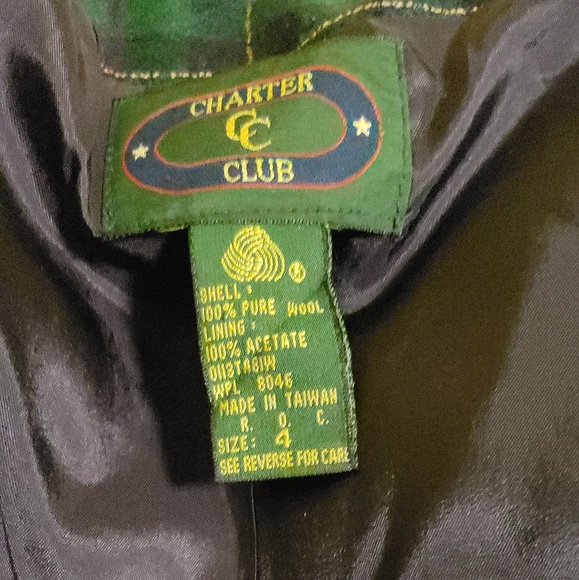 Vintage Green Tartan Wool Blazer - Picture 4 of 5